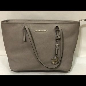 Michael Kors Jet Set Travel Gray Leather Tote